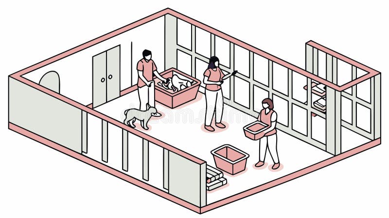 Warehouse Operations with Workers and Storage Racks, Logistics, vector design Generative AI royalty free illustration