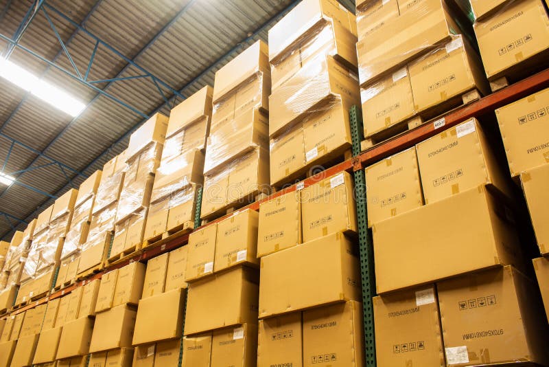 The Warehouse. Rows of Shelves with Boxes Stock Photo Image of japan