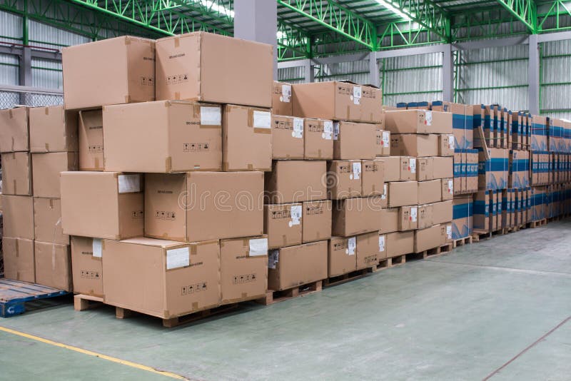 Warehouse. Rows of Shelves with Boxes. Stock Image Image of auto