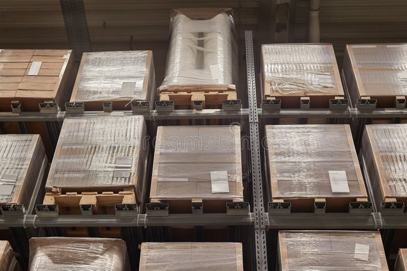 Warehouse with Stocked Shelves Stock Image Image of package, shelf