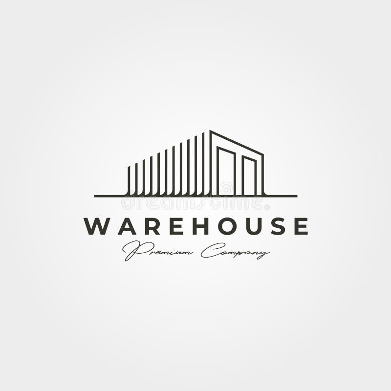 Warehouse storage line art logo vector illustration design, line art style royalty free illustration