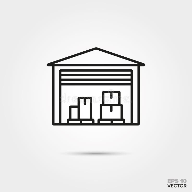 Warehouse vector icon. Warehouse vector line icon. Cargo, shipping and logistics industry symbol
