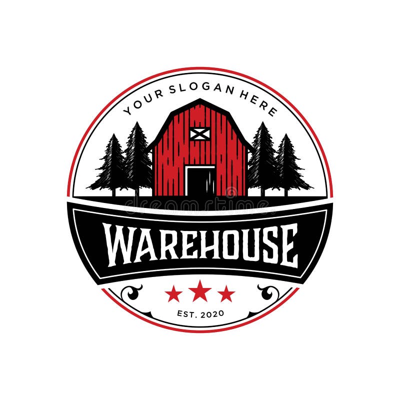 Warehouse Vintage Logo Design Template Stock Illustration