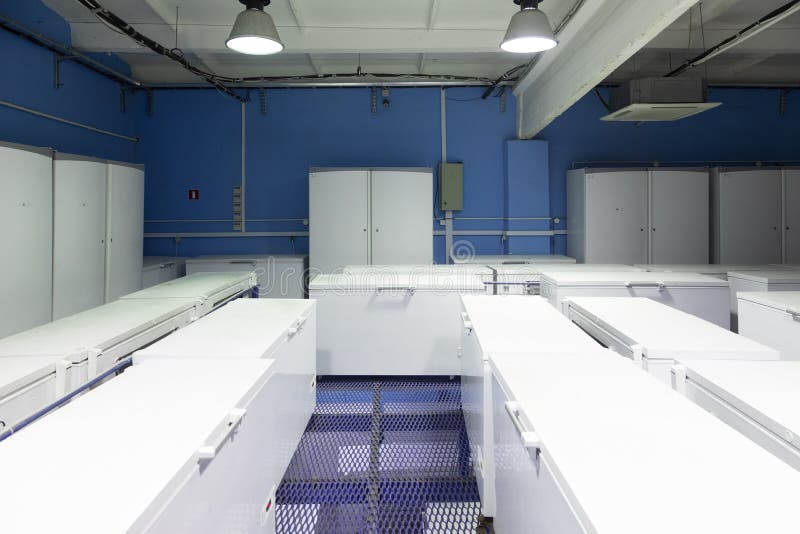 Warehouse with White Refrigerators Stock Photo Image of conditioner