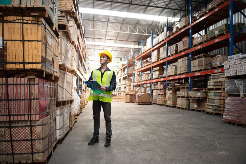 Warehouse Worker Working Together in Warehouse Stock Image Image of