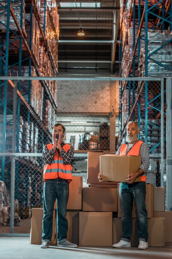 Warehouse Workers with Boxes Stock Photo Image of occupation, boxes