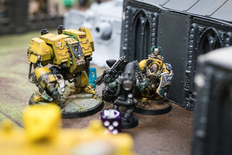 Warhammer 40k-spel pågår, slutvy arkivbild
