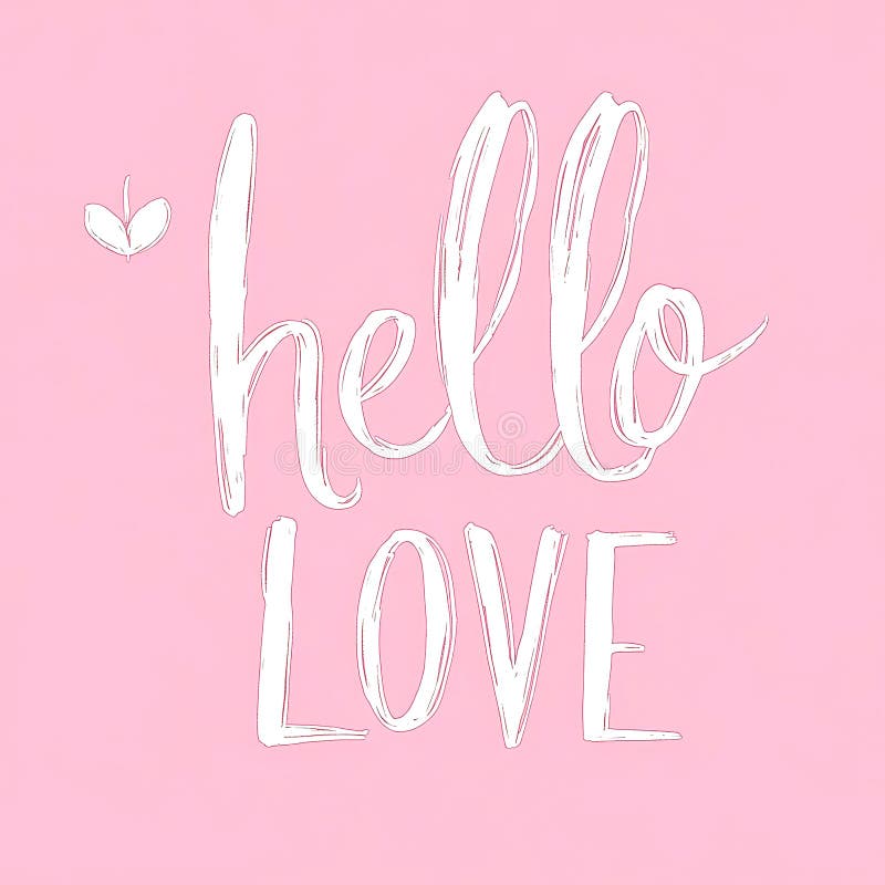 Warm greeting featuring the words hello and love on a charming pink background, perfect for expressing affection and joy in any royalty free stock photography