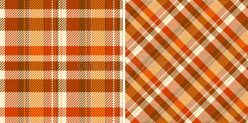 Warm, inviting plaid pattern set. Two variations offer versatility for designs, evokes autumn coziness. Ideal for textiles stock illustration
