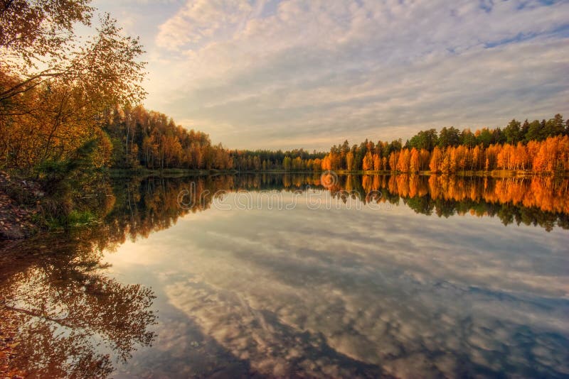 Warm Light and Reflections of Autumn Stock Image - Image of forest ...