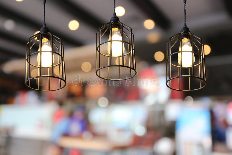 160 Warm Lighting Modern Ceiling Lamps Cafe Stock Photos Free