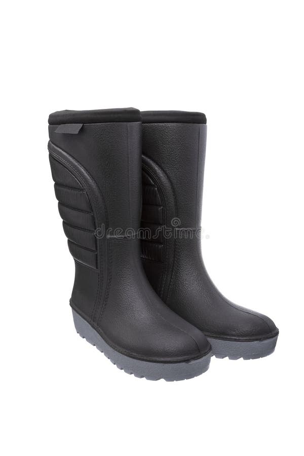 Warm Rubber Boots with Tractor Soles Isolated on White Back Stock Image ...