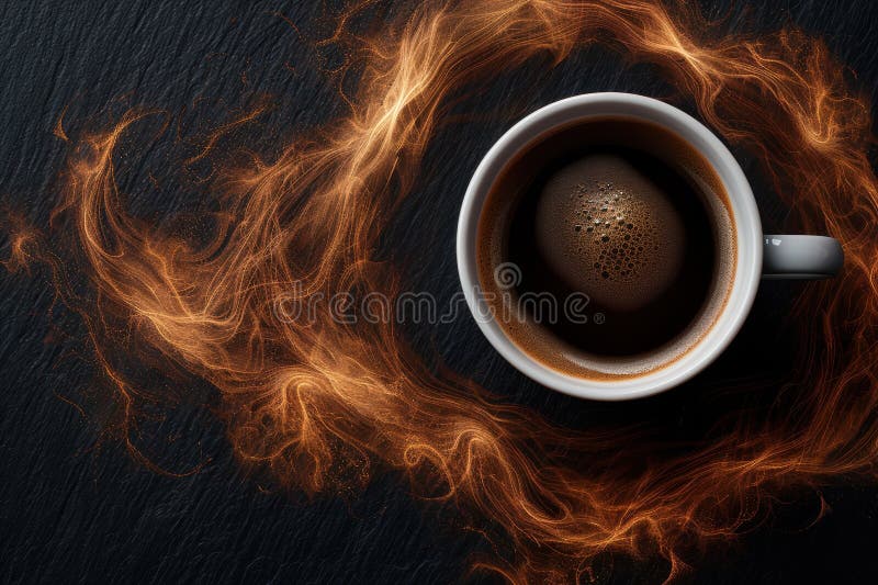 Warme und gemütliche Tasse Kaffee auf dunklem Hintergrund stock abbildung