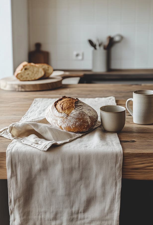 Warmes, frisch gebackenes schwarzes oder weißes Brot liegt auf einer Serviette vektor abbildung