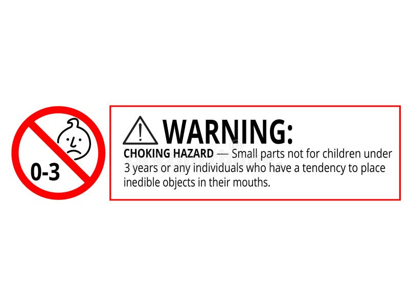 Warnende erdrosselnde Gefahr kleine Teile nicht für Kind 0-3 Jahre verbotene Zeichen