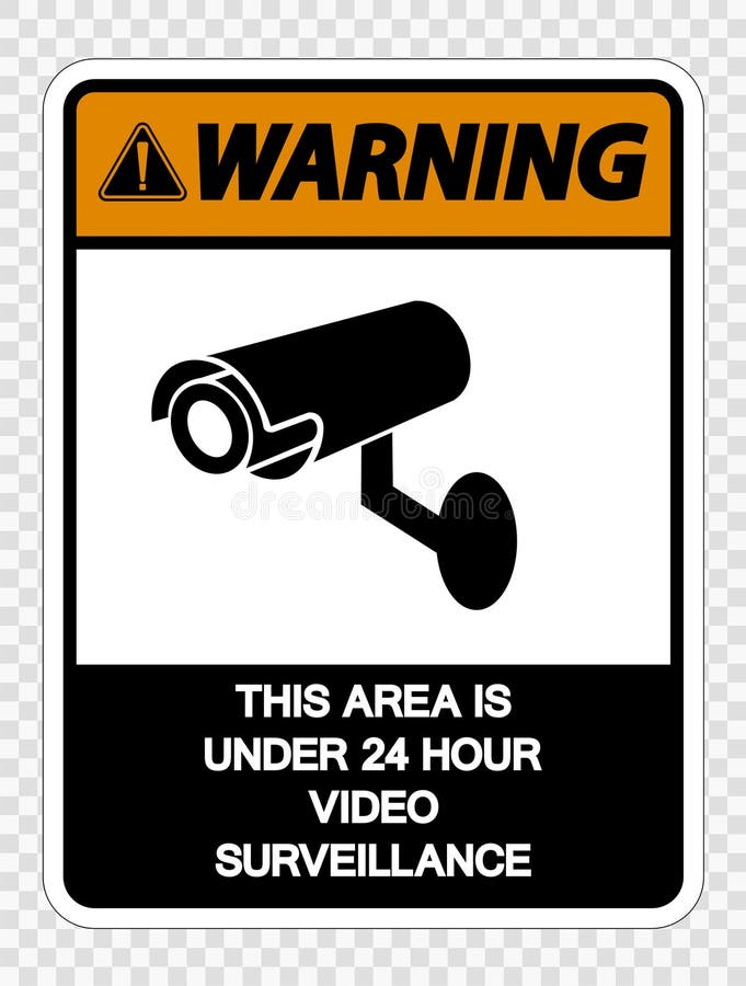 symbol Warning This Area is Under 24 Hour Video Surveillance Sign on transparent background