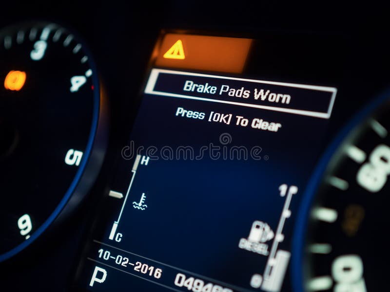 Warning of Brake Pad Wear stock image
