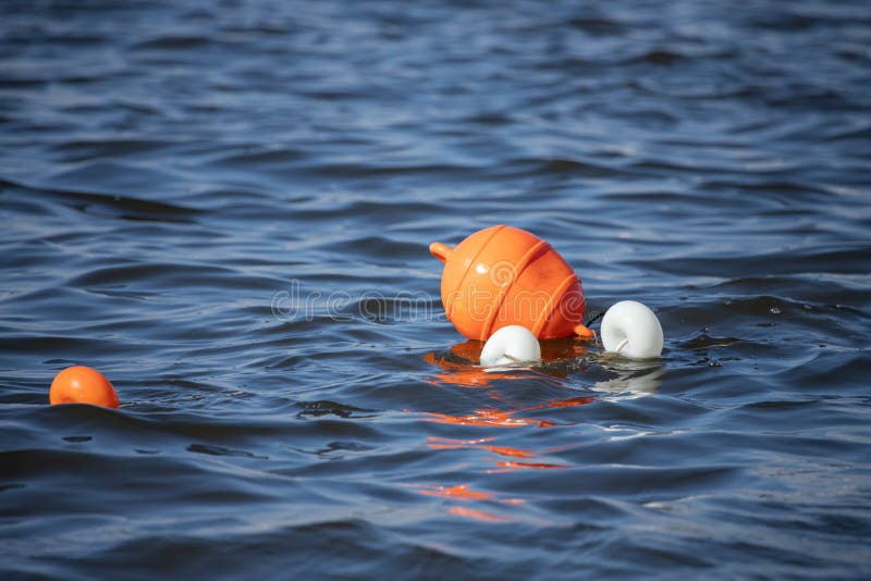 Warning buoys on the water