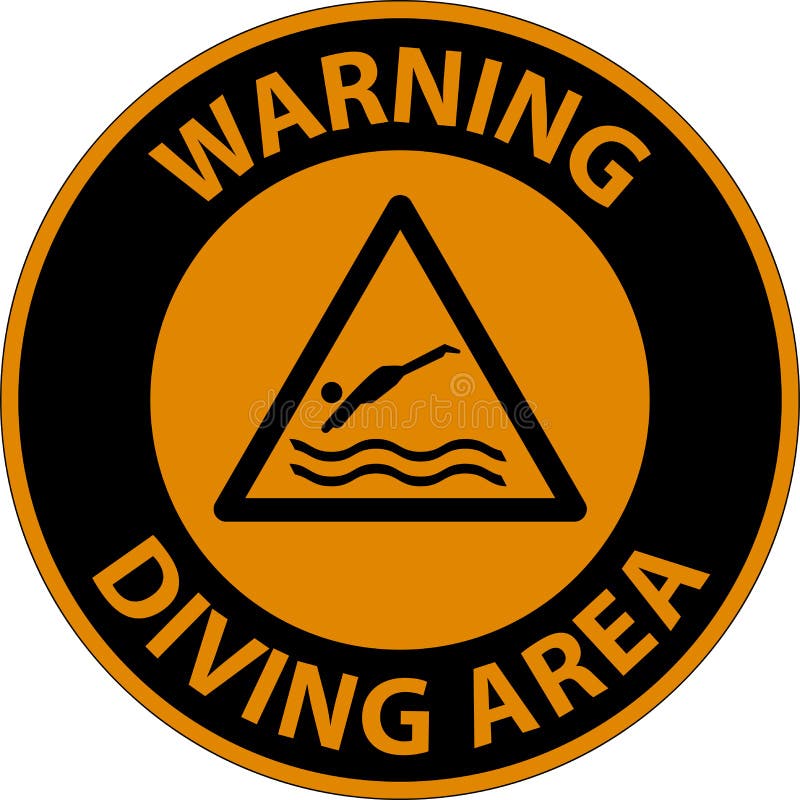 Warning Diving Area Hazard Sign on White Background Stock Vector
