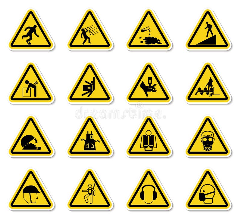 Warning Hazard Symbols Labels Sign Isolate on White Background,Vector