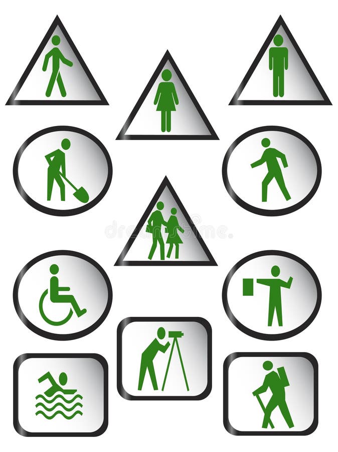 Warning and information people icons