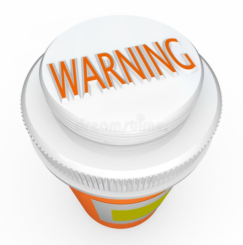 Warning - Medicine Bottle Cap Warns of Danger stock illustration Warning - Medicine Bottle Cap Warns of Danger stock illustration