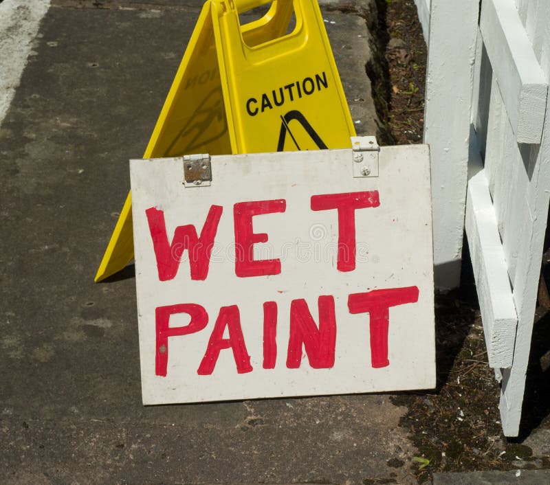 Wet paint notice stock image. Image of decorating, nobody 108346153