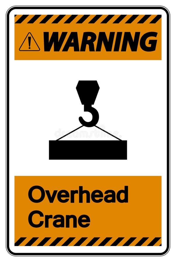Warning Overhead Crane Symbol Sign on White Background Stock Vector