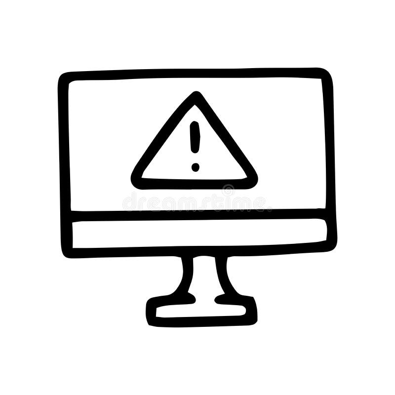 Warning on Screen Line Vector Doodle Simple Icon Stock Vector ...