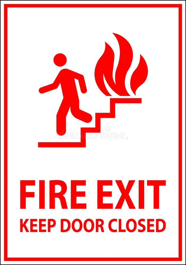 Warning Sign Fire Exit Keep Door Closed Stock Vector Illustration of