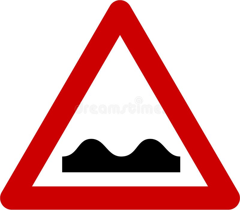 Warning sign with road bumps