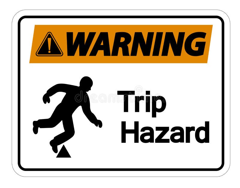 Warning Trip Hazard Symbol Sign On White Background,Vector Illustration stock illustration