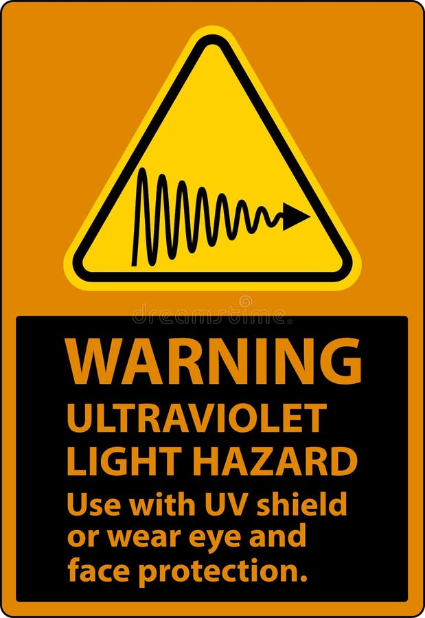 Warning Ultraviolet Light Hazard Label on White Background Stock Vector
