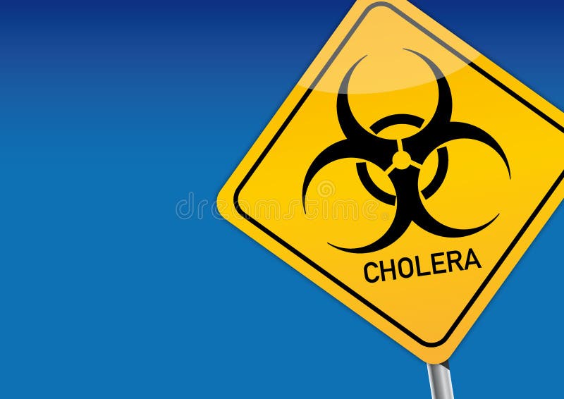 Vibrio cholerae bacteria - cholera infection - waring sign board vector illustration. Vibrio cholerae bacteria - cholera infection - waring sign board vector illustration