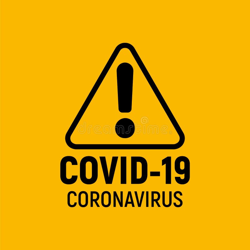 Warnzeichen und Warnzeichen von Coronavirus Ausrufezeichen Gesundheitsgefährdungszeichen, COVID-19-Epidemie und Pandemiesymbol