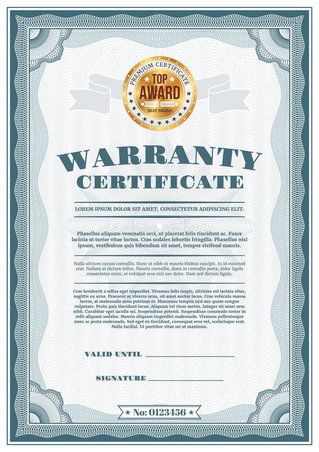 Retro Warranty Certificate Template. Good Design. with Quality Background  Stock Vector - Illustration of promotion, restore: 185956282