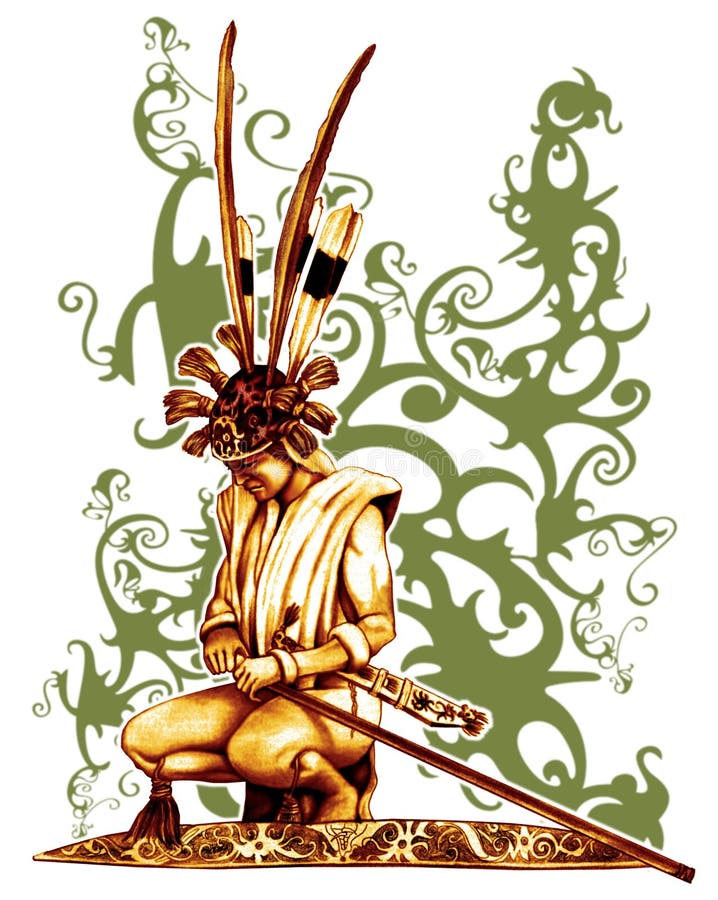 Warrior Of Dayak  stock vector Illustration of male 