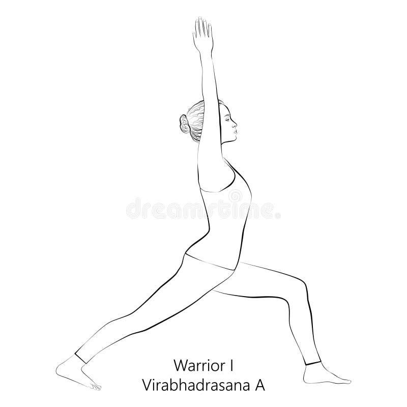 Man in warrior 1 yoga pose, illustration - Stock Image - F033/0243 -  Science Photo Library