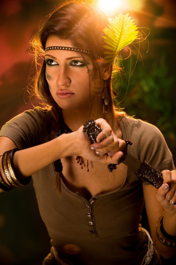 Warrior Woman with Combat Knife Stock Image Image of beautiful
