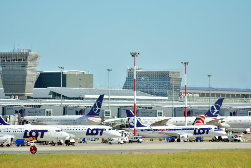 Warsaw Chopin Airport. Airplane at the Airport after Landing. the Plane ...