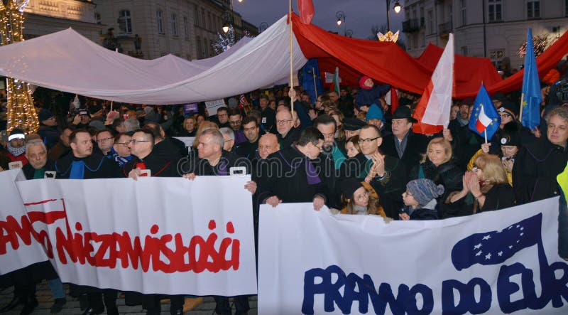 March of 1000 Gowns. Judges and lawyers from across Europe protest judicial takeover in Warsaw. stock photos March of 1000 Gowns. Judges and lawyers from across Europe protest judicial takeover in Warsaw. stock photos