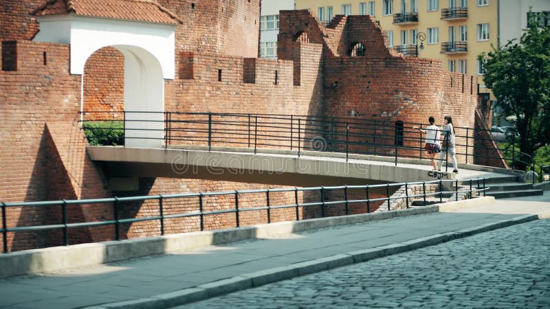 Warsaw Poland June 10 2017 Asian Female Tourists Visit Barbican Fort In Old Town Editorial