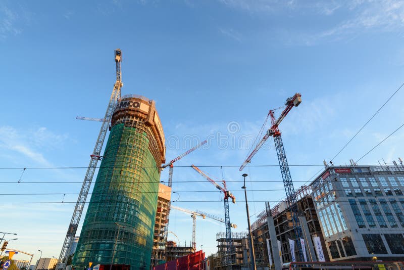 Construction Site in Warsaw, Poland Editorial Photography Image of