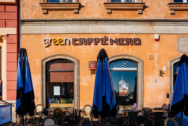 Caffe Nero in Warsaw Old Town , Poland. Warsaw, Poland - Oct 6, 2018: Caffe Nero in Warsaw Old Town , Poland stock photos Caffe Nero in Warsaw Old Town , Poland. Warsaw, Poland - Oct 6, 2018: Caffe Nero in Warsaw Old Town , Poland stock photos