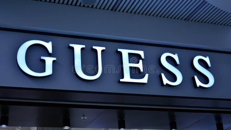 Sign Guess. Company Signboard Editorial Stock Photo - Image of dark, brand: 142314938