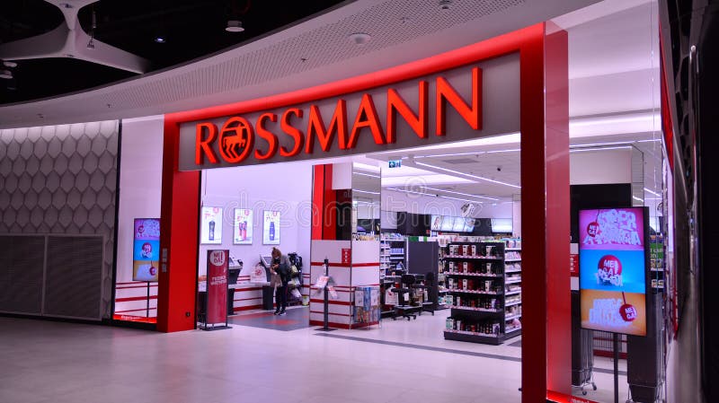 POLAND, BYDGOSZCZ - January 14, 2022: Rossmann Drogeria Parfumeria Cosmetic  Shop. Signage of Germany's second-largest drug store chain Stock Photo