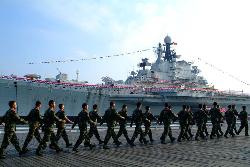 Warship and chinese soldier royalty free stock photo Warship and chinese soldier royalty free stock photo