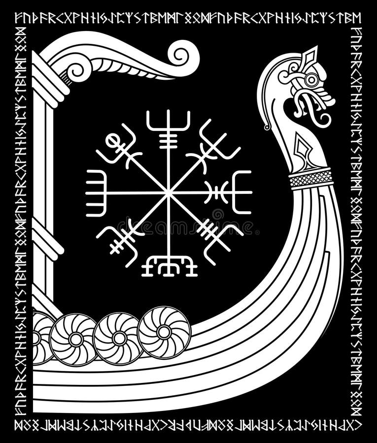 Warship of the Vikings. Drakkar, Ancient Scandinavian Pattern and Norse ...