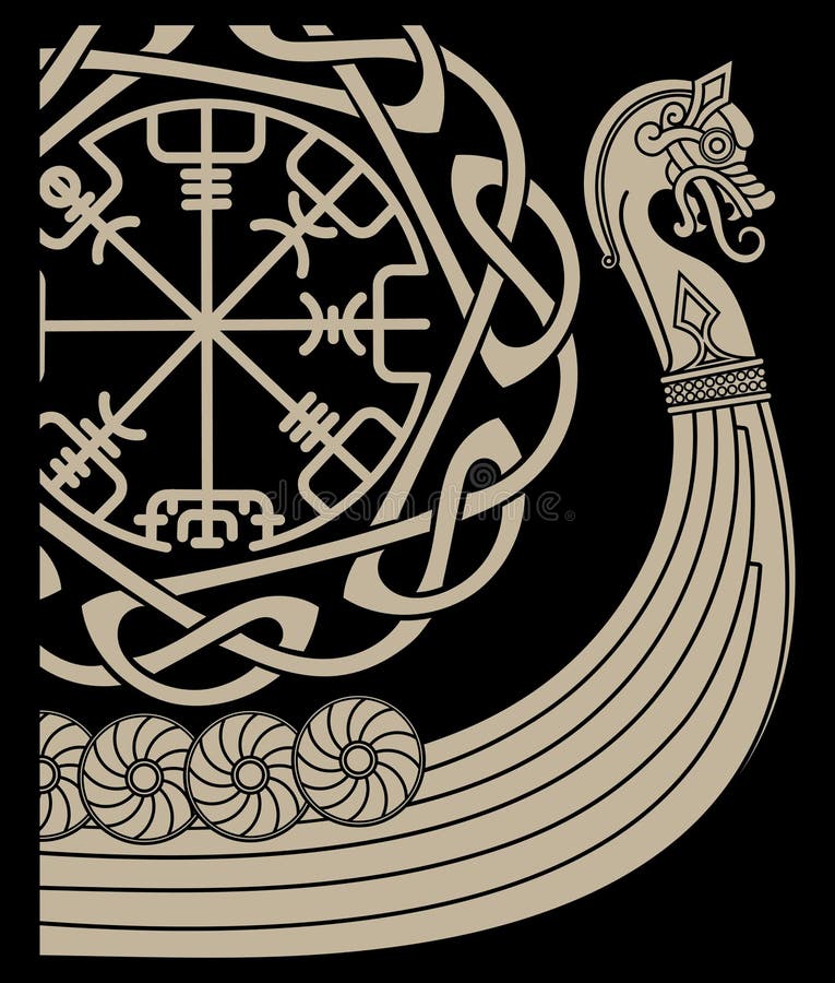 Warship of the Vikings. Drakkar, Ancient Scandinavian Pattern and Norse ...