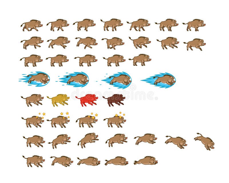 Warthog Game Animation Sprite Stock Vector - Illustration of boar, android:  95685286